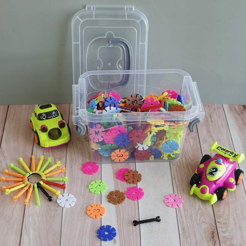 1.5 L Tiny Plastic Bins with Gray Handle, Mini Storage Box Organizer, 6-Pack