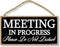 Honey Dew Gifts Meeting in Progress Please Do Not Disturb Hanging Door Sign for Office Commercial Use, 10"x5"