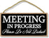Honey Dew Gifts Meeting in Progress Please Do Not Disturb Hanging Door Sign for Office Commercial Use, 10"x5"