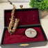 Instrument Ornament Gold Plated Miniature Saxophone Ornament Replica Musical Model with Gift Case for Christmas