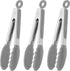 Small Serving Tongs with Silicone Tips, 7 Inch Mini Stainless Steel Food Tongs, Set of 3 (Gray).