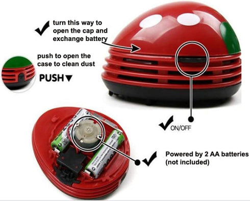 Ladybug Mini Vacuum Cleaner, Portable Corner Desk Dust Sweeper, 1Pcs