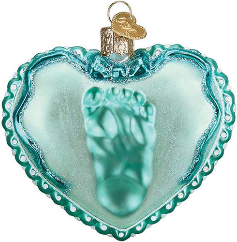 Old World Christmas Ornaments - Baby Boy's Footprint Glass Blown Ornaments for Christmas Tree