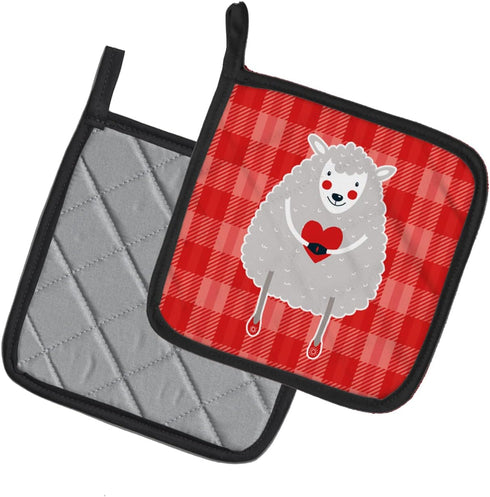 Caroline's Treasures BB6762PTHD Lamb Love Pair of Pot Holders, Kitchen Heat Resistant Oven Hot Pads