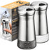 The Original Salt and Pepper Shakers Set - Silver Spice Dispenser with Adjustable Pour Holes, Stainless Steel, 2 Bottles