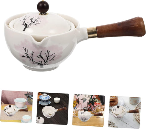 Vintage Kung Fu Teapot - Exquisite Traditional Flower Pattern Porcelain Tea Kettle, Classic Tea Infuser for Loose Tea,