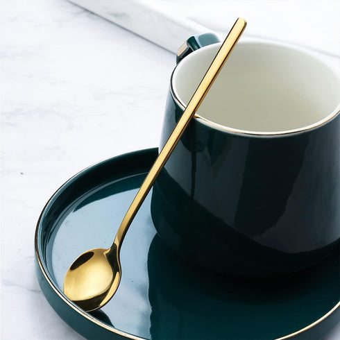 Stainless Steel Coffee Spoons, 6.7 Inch Stirring Spoons for Coffee, Tea, Dessert, Ice Cream (Round-Silver-4Pack)