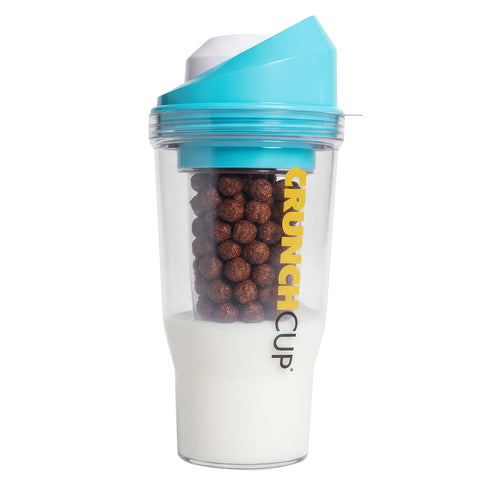 CRUNCHCUP XL Blue - Portable Plastic Cereal Cup for Breakfast On the