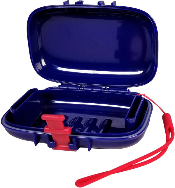 Carry-Dri EZ Travel Bar Soap Container & Dish - Durable Leakproof Soap Holder with Patented Air Vents, Blue-Red