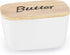 Countertop, 4X 4oz GDCZ Ceramics Butter Dish with Wooden Lid- Large Covered Butter Holder for Butter Keeper Container
