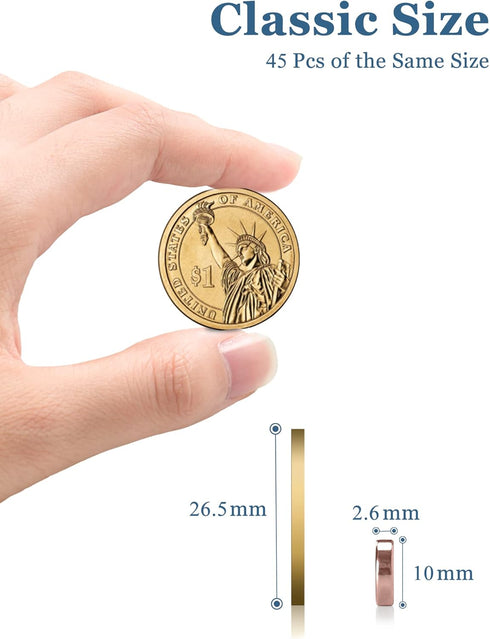 SMARTAKE 45 Pcs Small Round Refrigerator Magnets, 10x2.6mm Neodymium Office Magnets for Fridge, Whiteboard, Rose Gold