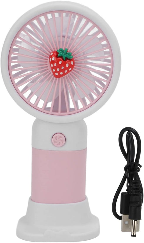 Mini Handheld Fan - USB Rechargeable Cartoon Strawberry Portable Fan for Home Office Outdoor