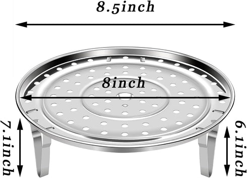 Steamer Rack for Cooking,18/8 Stainless Steel Steaming Rack,8.5 Inch Steam Tray with Removable Legs for Steamer Cookware Baking Instant Pressure Cooker Multi-functional Steamer Basket