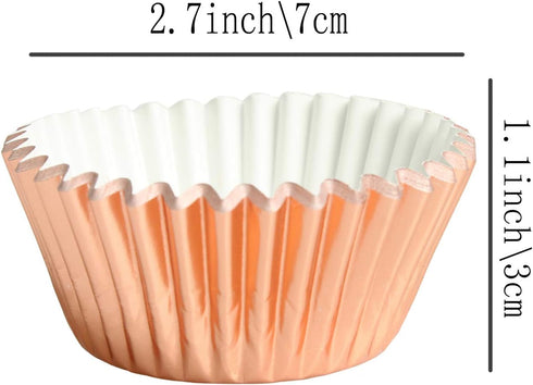 Rose Gold Foil Muffin Cupcake Liners - Standard Baking Cups, Pack of 100