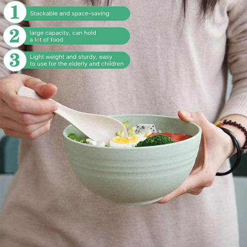 Unbreakable 24 oz Cereal Bowls, Reusable Wheat Straw Bowls, BPA-Free, 4 Set for Snacks and Dining