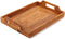 Small Hand-Woven Rattan Serving Tray with Handles 14.5" Rectangular Snack Tray for