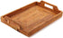 Small Hand-Woven Rattan Serving Tray with Handles 14.5" Rectangular Snack Tray for