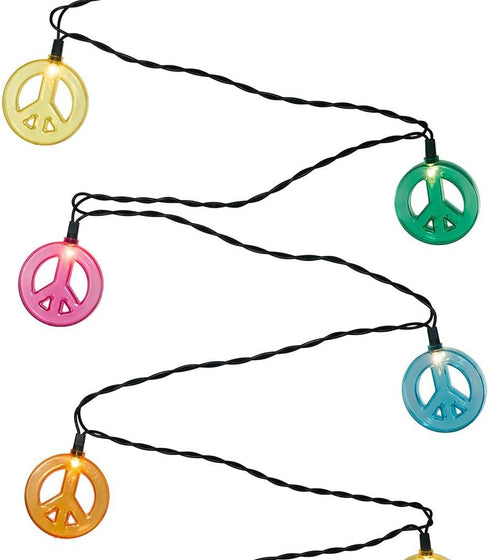 Kurt Adler 10 Multicolored Peace Sign Light Set