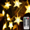 Homeleo Warm White 50 LED Star Fairy Lights with Remote Control, Battery Powered Five-Pointed Star String Lights