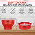 SOL Heat-Resistant Cooking Utensil Set, Microwave Silicone Popcorn Maker with Lid, BPA Free, Collapsible Bowl (Red)