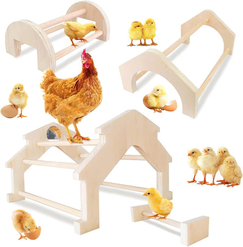 Wooden Chicken Perch (4 Pack), Jungle Gym Roosting Bar, Chicken Coop Accessories