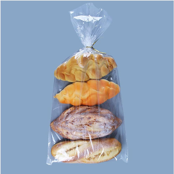 200Pcs 11 x 18 Inch Bottom Gusset Bread Bags with Ties, Clear