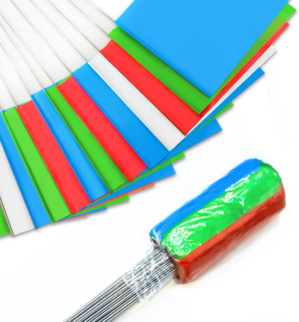 Zozen 100Pack Marking Flags, Red, Green, Blue, White, Lawn Marker Flags for Distance Measuring Wheel