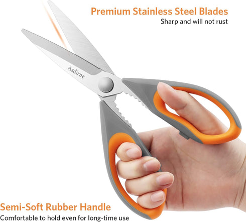 Kitchen Scissors Set, Knife-Grade Stainless Steel, TPR Comfortable Handle, Includes Poultry Shears