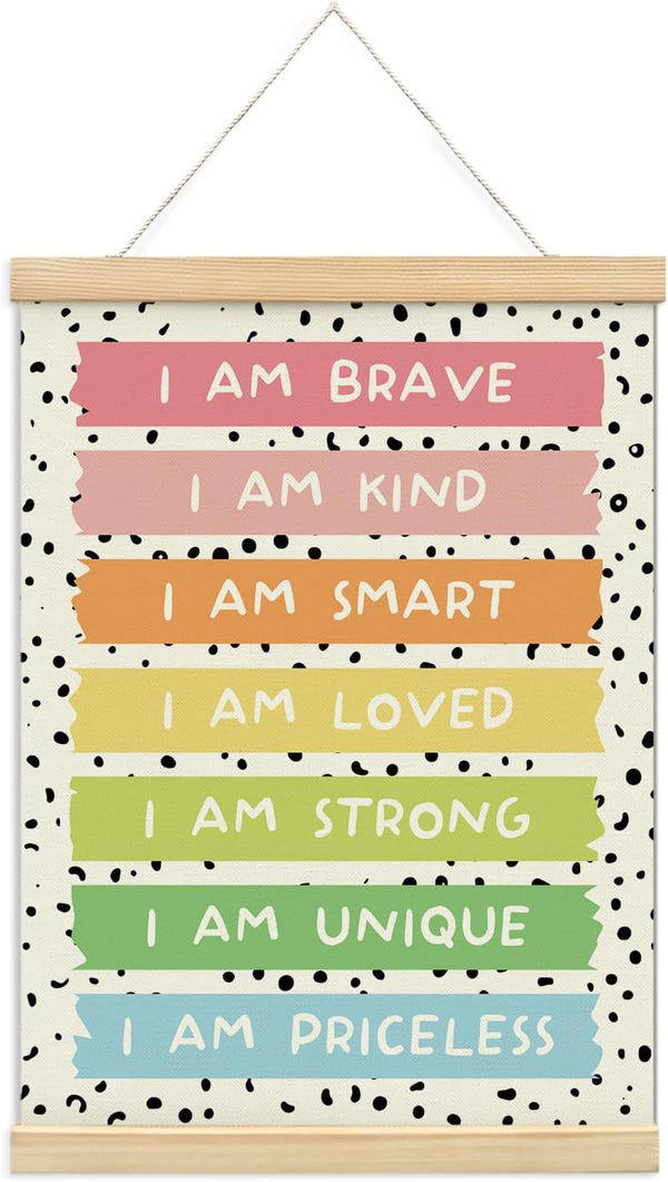 foedor Boho Nursery Affirmations Decor Poster Hanger Frame, I Am Brave Nursery Wall