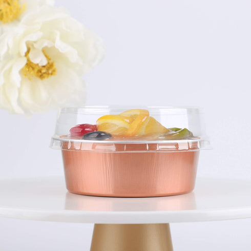 Eusoar Cupcake Cups with Lids, 5oz 50pcs Foil Desserts Cupcake Flan, Cheesecake Custard Cake Cups