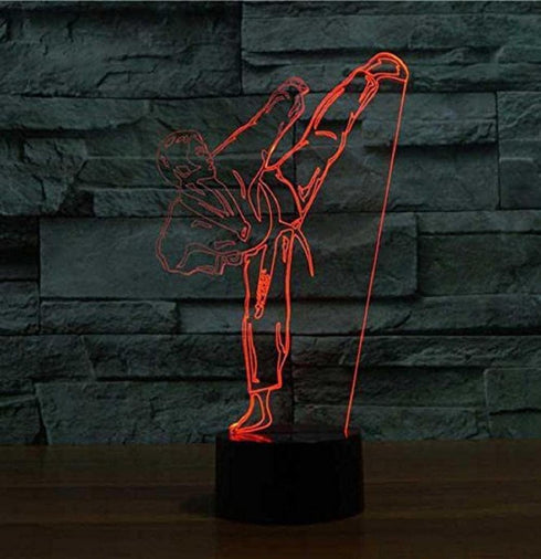 YTDZLTD 3D 16 Creative Taekwondo Night Light Colors Changing USB Power Remote Control Touch Switch Decor Lamp Optical