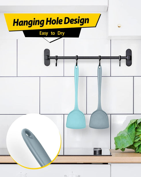 Pack of 2 Non-Stick Silicone Wok Spatula - Heat Resistant, Easy to Clean, Dishwasher Safe Kitchen Utensil