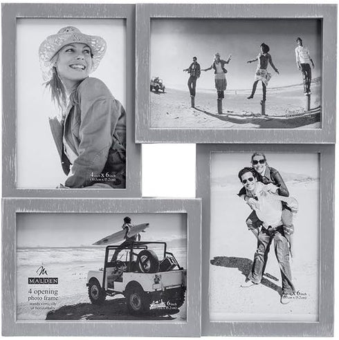 Malden International Designs Berkshire Graywash Puzzle Wall Collages, Dimensional Picture Frame, 4 Options