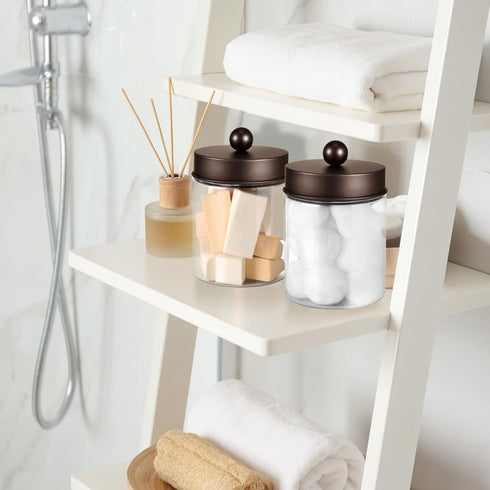 3PC Farmhouse Decor Qtip Holder, Apothecary Jars Bathroom Vanity Storage Organizer for Cotton Swab