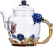 Fancy Tea Set for Adults - Tea Pot Glass and Fancy Tea Cup (10.6oz / 300ml) in Blue