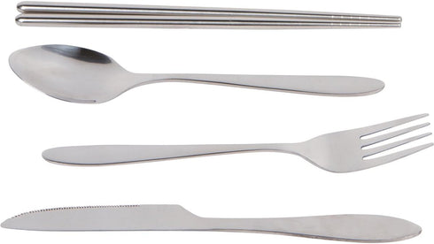 Reusable Travel Utensils with Case | Fork and Spoon Set with Knife, Chopsticks and Optional Reusable Straw– Office, Travel, or Camping Accessories| Lightweight Sturdy Reusable Utensils by Roaming Cooking