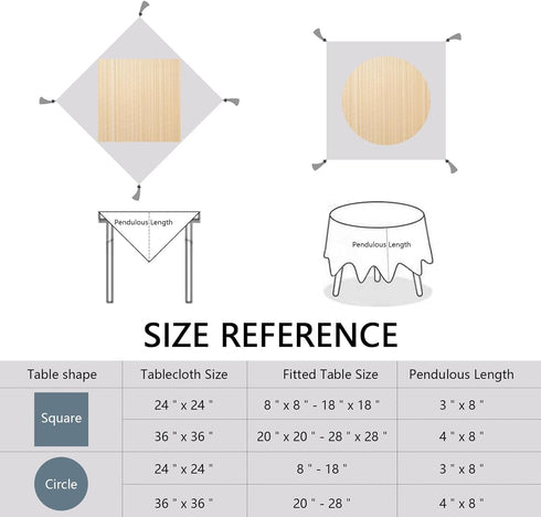 36 36 inch, Small Square Tablecloth x Boho Linen Table Cover for Round Coffee Table, Side End Bedside, Nightstand Cover