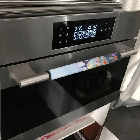 Pack of 6 Refrigerator Door Handle Covers, Anti-Stain Protector for Fridge, Microwave, Oven Decor, Hummingbird Daisy