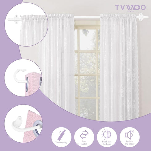 Wrap Around Curtain Rods,White Curtain Rods 28 to 60 Inch,5/8 Inch Adjustable Blackout Curtain Rod,Aluminum Curtain Rods for Windows,Room Darkening Curtain Rod,French Curved Drapery Rods 28-60" by TVWOO