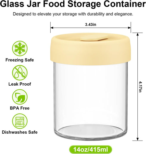 Hotbird 4-Pack 14oz Overnight Oats Containers with Lids, Glass Mason Jars for Overnight Oats Salad Yogurt Sugar Snacks