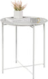 VECELO Side/End Table, Folding Round Metal Anti-Rust and Waterproof Outdoor or Indoor