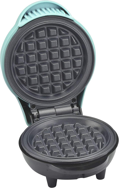 Mini Waffle Maker by Select Brands - Classic Mini Waffle Iron for Savory or Dessert Waffles, Mint Green