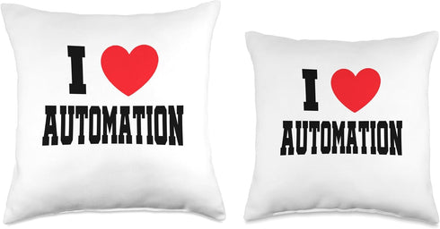 My Heart I Love Automation Throw Pillow, Multicolor, 16x16