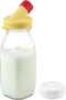 kitchentoolz Glass Creamer Bottle 12 Oz Square Glass Milk Bottle with Lids-