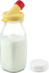 kitchentoolz Glass Creamer Bottle 12 Oz Square Glass Milk Bottle with Lids-