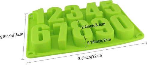 Large Silicone Number Mold 0-9 Chocolate Cake Biscuit Jewelry Gummy Baking Pan Soft and Easy to Release Crayon Handmade Soap Mold Ice Tray Mold Green (Green)