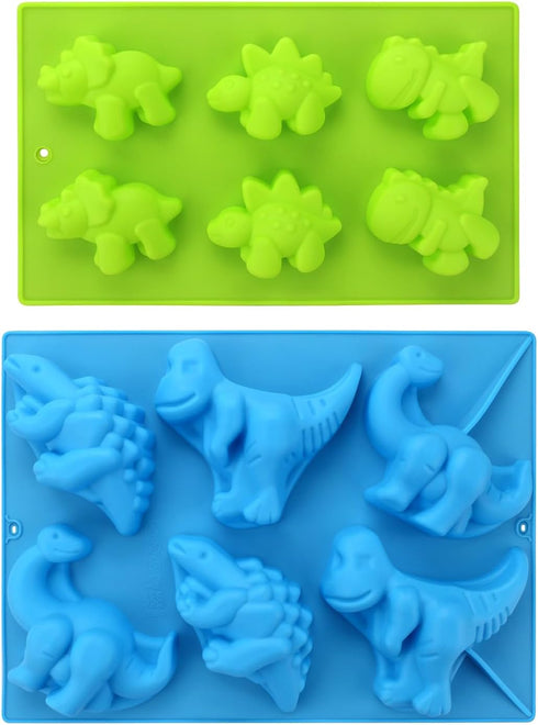 Beasea Dinosaur Soap Mold, 2 Pack 3D Silicone Mat for Mini Chocolate Cake, Fondant, Cookie Baking