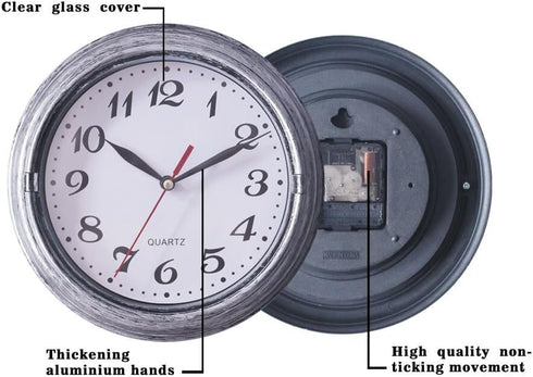 SAC SMARTEN ARTS 8 Inch Silent Quartz Wall Clock - Battery Operated in Silver