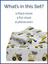 4 Set Set Kids Queen Size Construction Bed Sheets - Piece Car Microfiber Sheet - Excavator Themed Bedding - Soft, Cute
