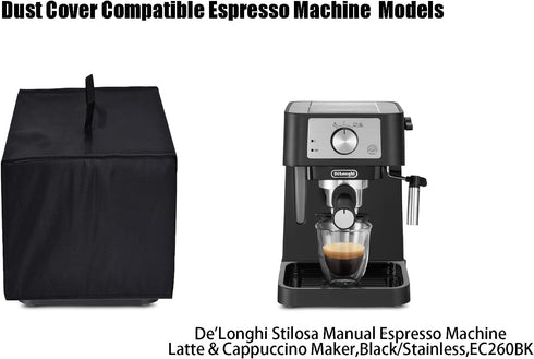 Cover for Coffee Maker, De'Longhi Stilosa Manual Espresso Machine, Black/Stainless, Water-Resistant Nylon